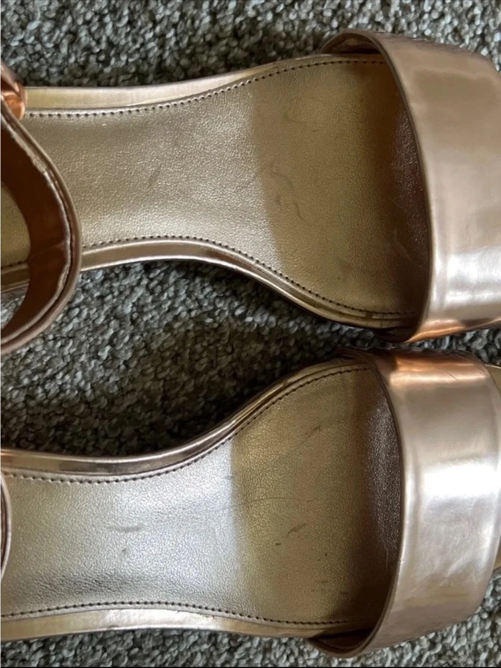 Michael Kors Rose Gold Ankle Strap Block Heel Sandals